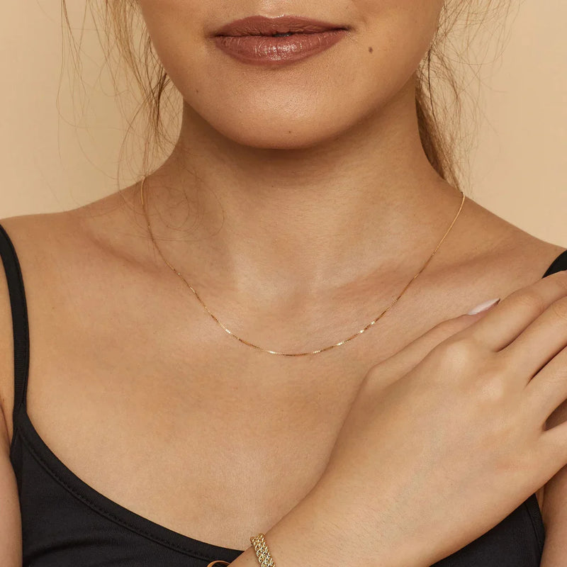 Bodega Box Chain Necklace in 18k Gold