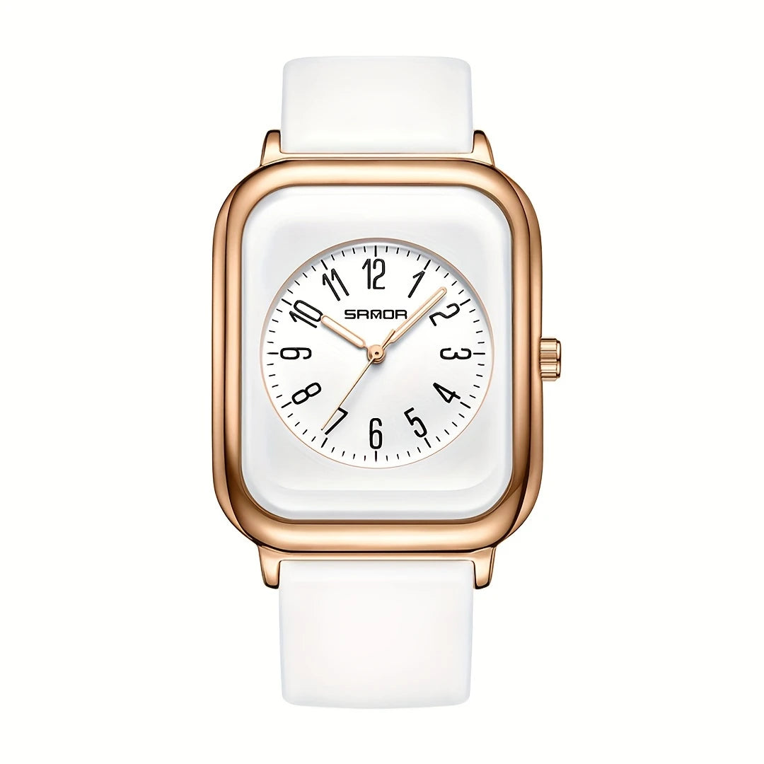Square Quartz Watches Silicone Strap Zinc Alloy Pointer