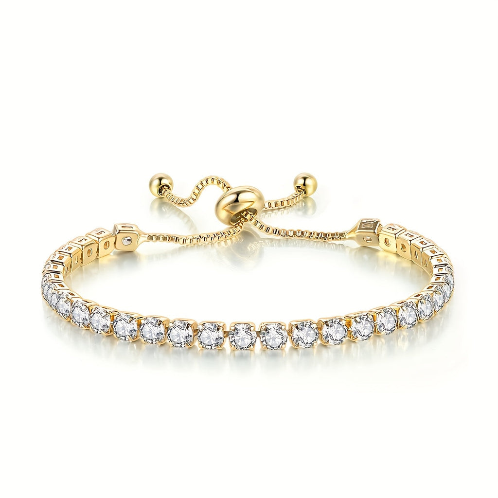 Timeless Sparkle: Crystal Embrace Tennis Bracelet with Adjustable Fit