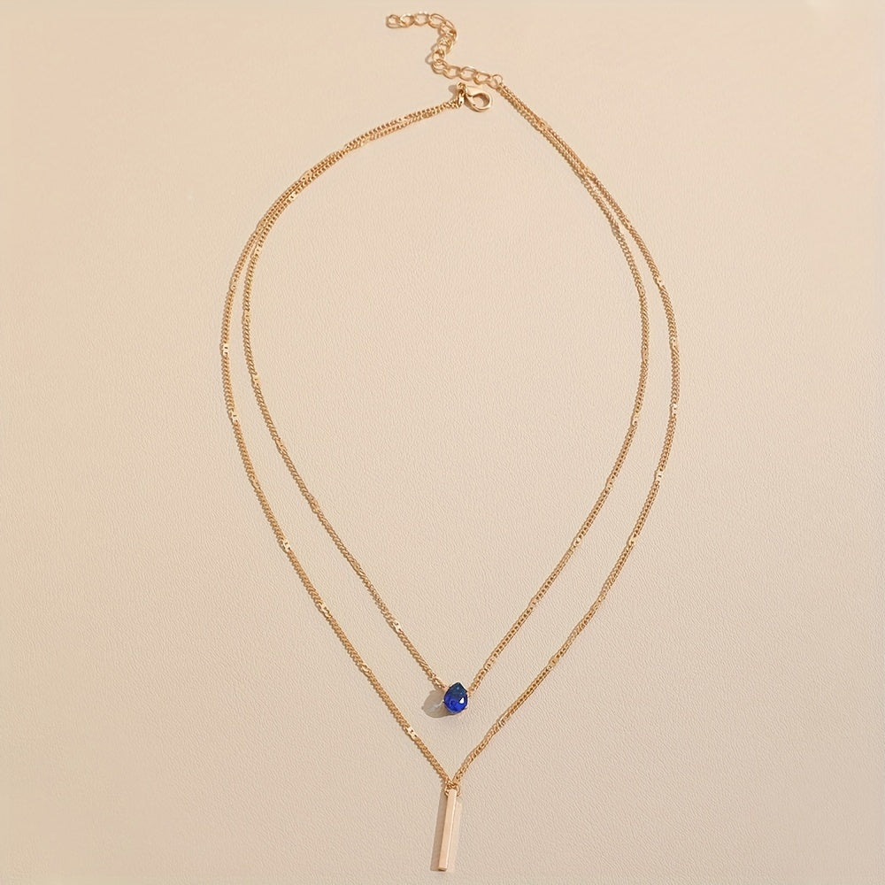 Double Layer Teardrop Pendant Necklace – Elegant & Feminine