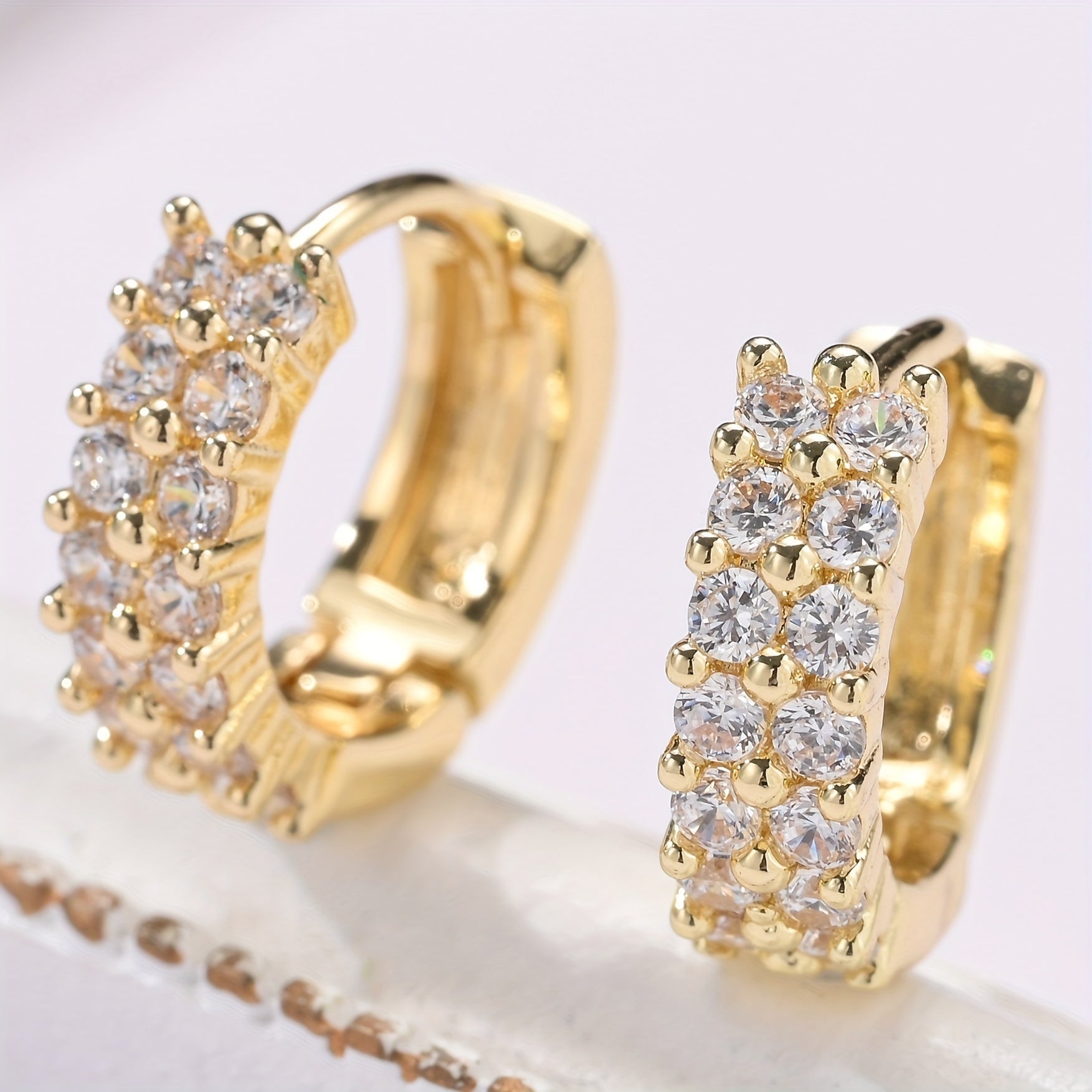 Golden Duo Hoop Earrings – 18K Gold Plated with Sparkling Zirconia