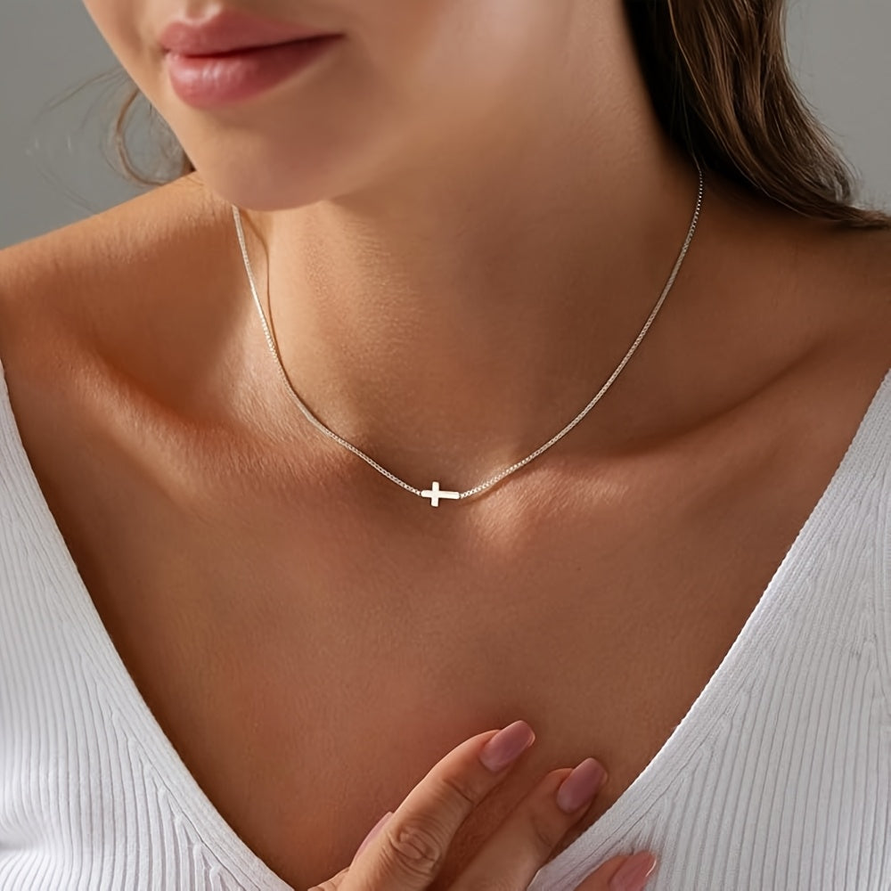Lai Fine Cross Choker Necklace - Minimalist Gold Color