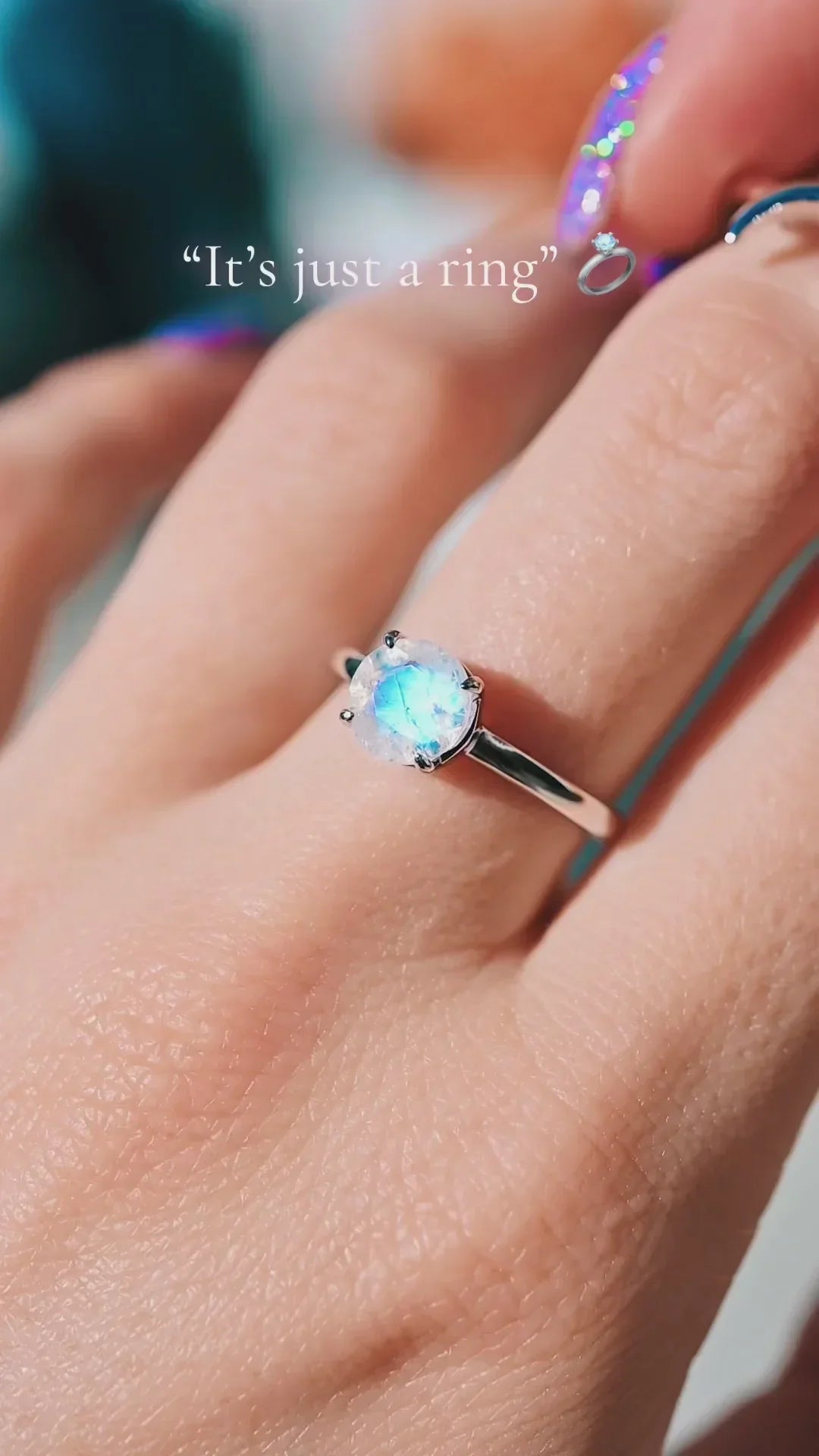 Crescent City engagement ring set in sterling silver