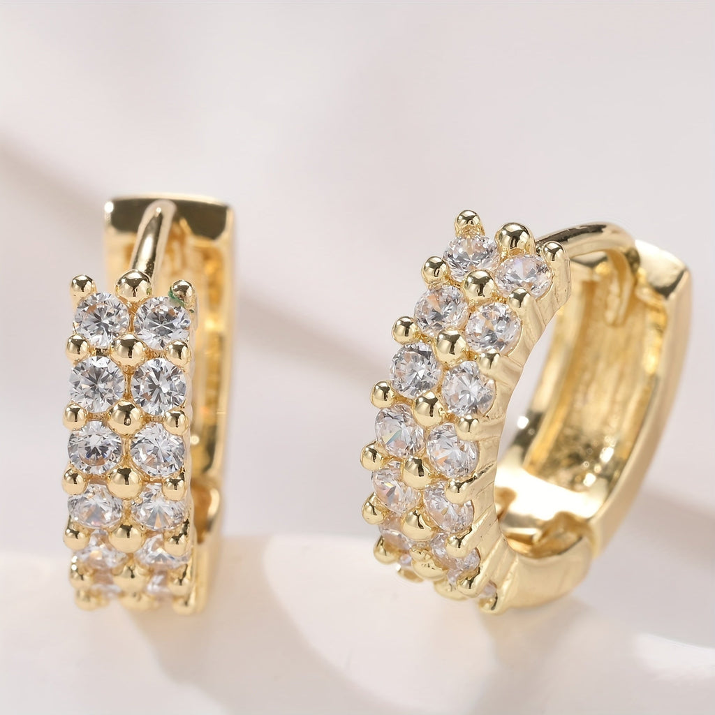 Golden Duo Hoop Earrings – 18K Gold Plated with Sparkling Zirconia