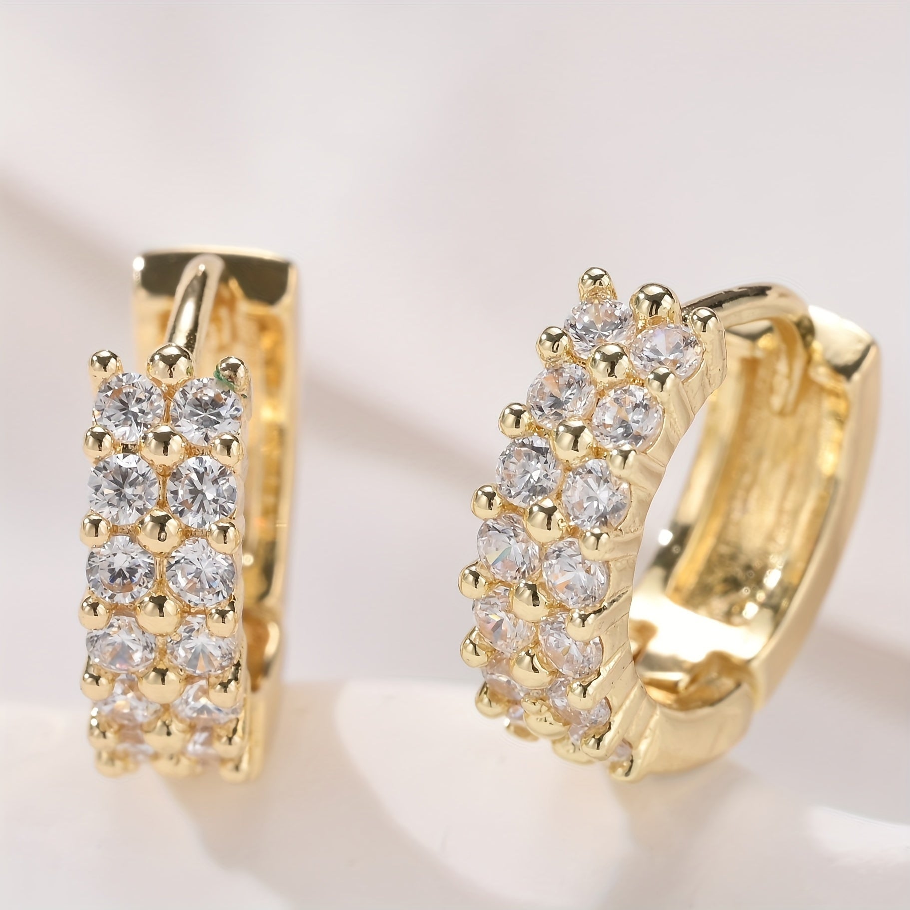 Golden Duo Hoop Earrings – 18K Gold Plated with Sparkling Zirconia