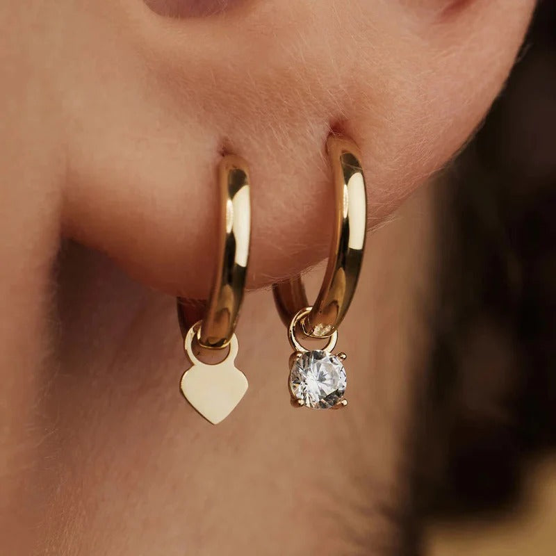 Larmes de Lune Stone Hoop Earrings | 14k Gold Finish
