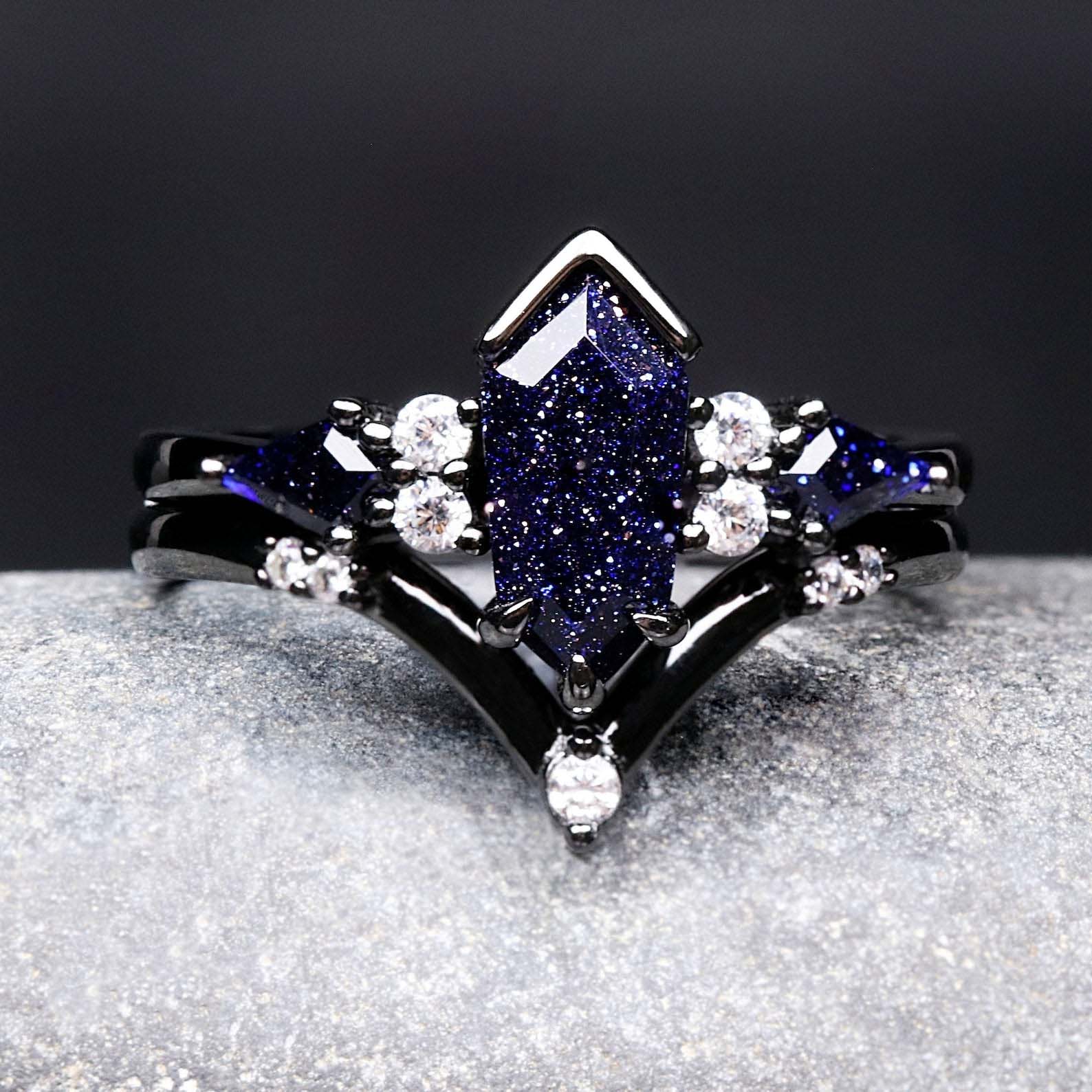 Starry night ring set - Matching pair rings for him & her