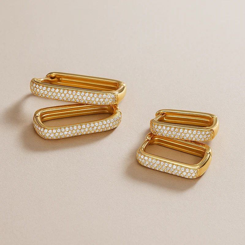 Statement Pavé Hoop Earrings in Radiant 16K Gold