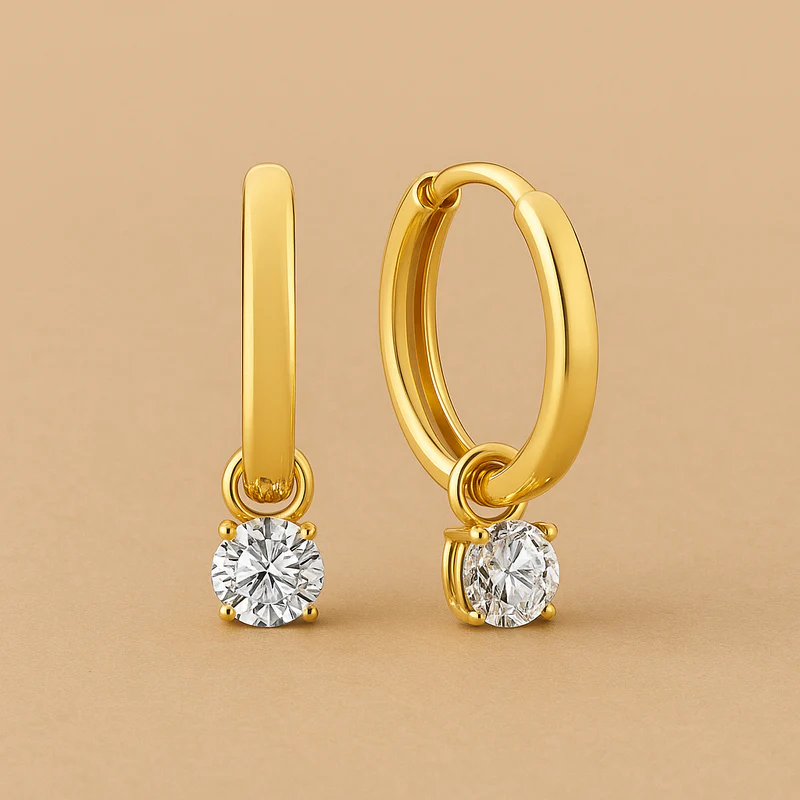Larmes de Lune Earrings Set in 14K Gold Moonlit Elegance