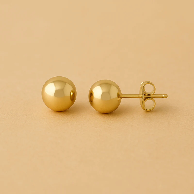 Timeless Round Studs in Polished 16K Gold