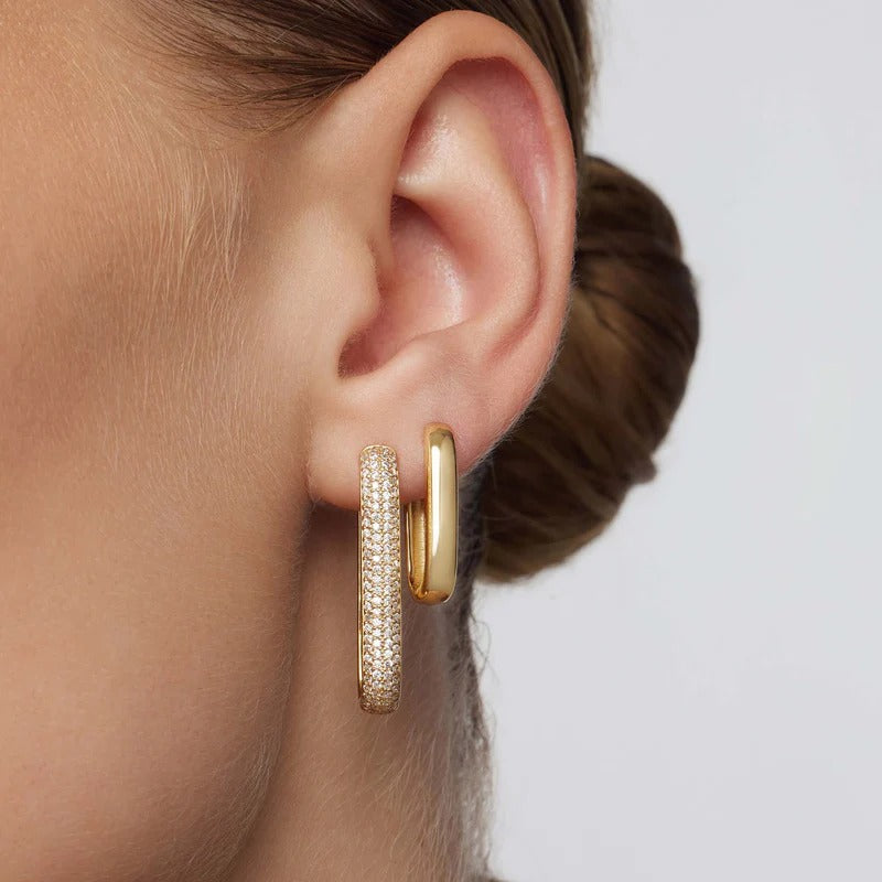 Statement Pavé Hoop Earrings in Radiant 16K Gold