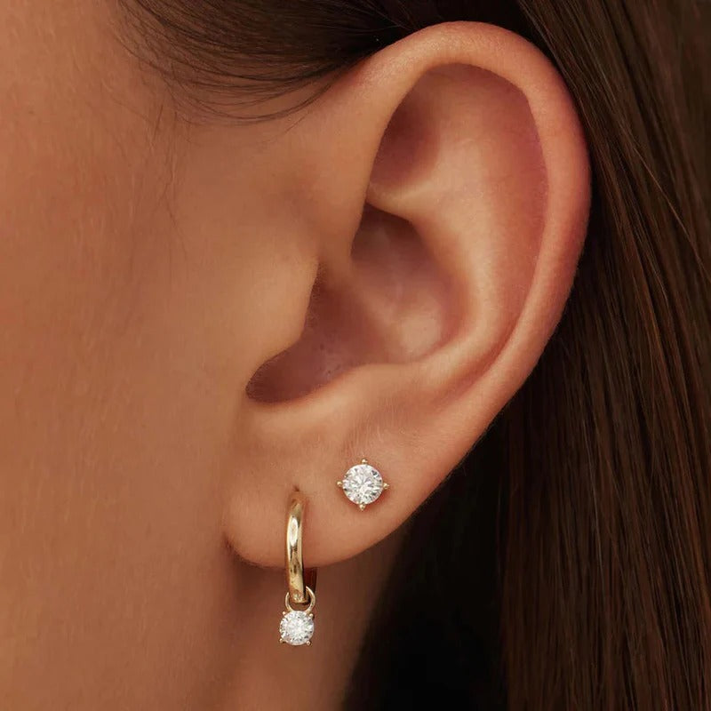 Larmes de Lune Earrings Set in 14K Gold Moonlit Elegance