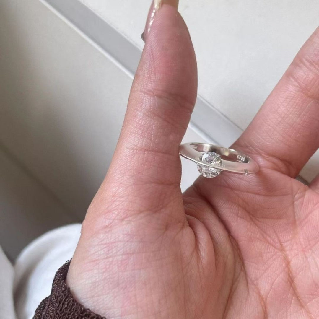 Stellar Rotating Diamond Ring - S925 Silver for Him & Her