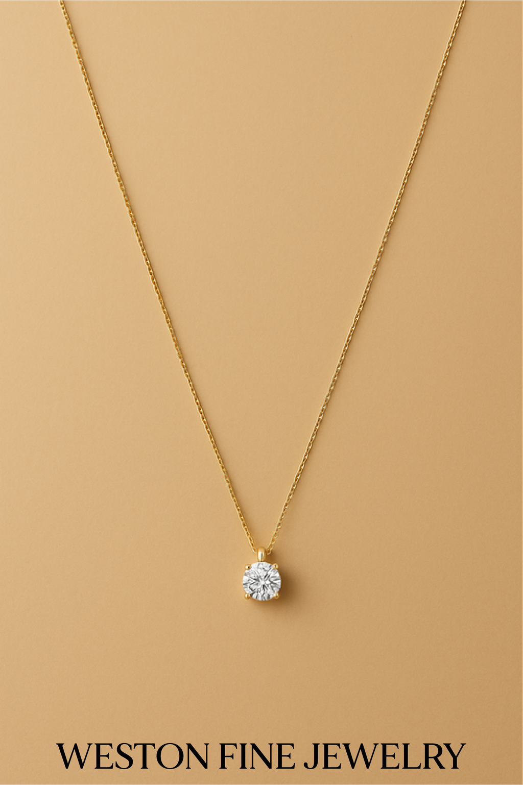 Cléa Moissanite Pendant Necklace | 14k Gold Finish